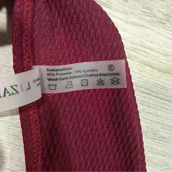 NWT Zaful Women’s Maroon One Shoulder Scalloped Swim Top Removable Pads Size 6 - Picture 4 of 7